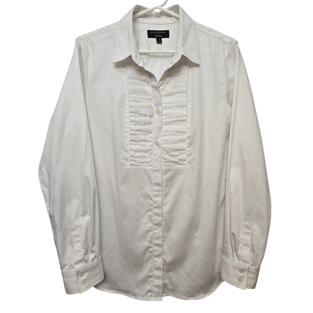 Banana Republic White Tuxedo Blouse Size 14